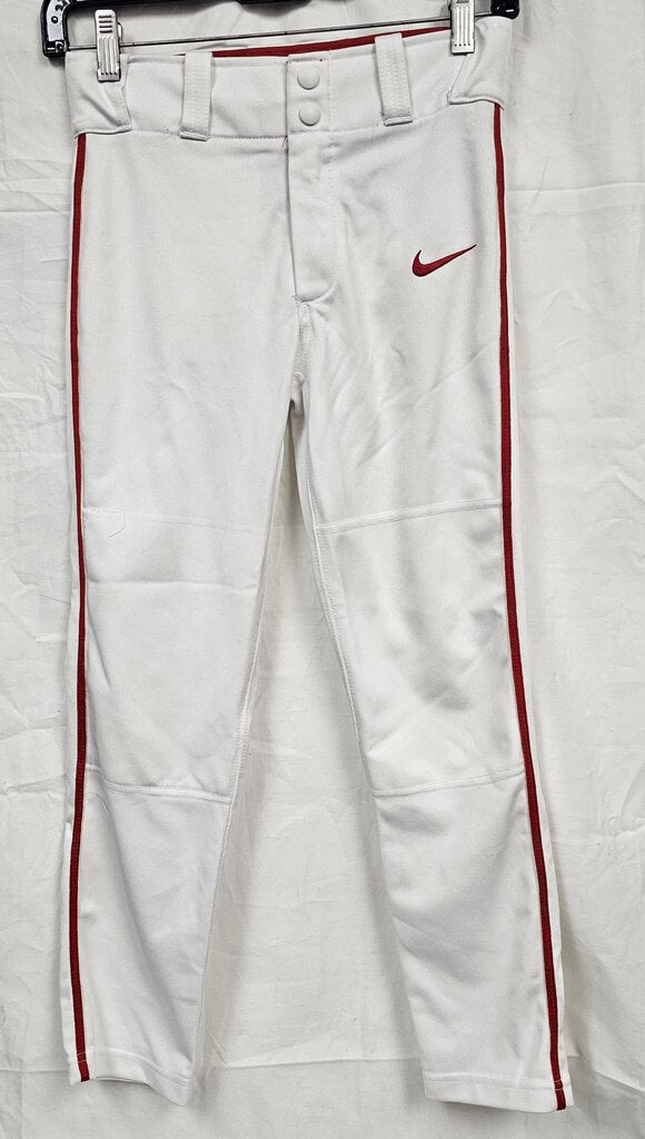 Nike Open Hem Pinstripe Youth Baseball Pants, White & Red, Size: Yth Small
