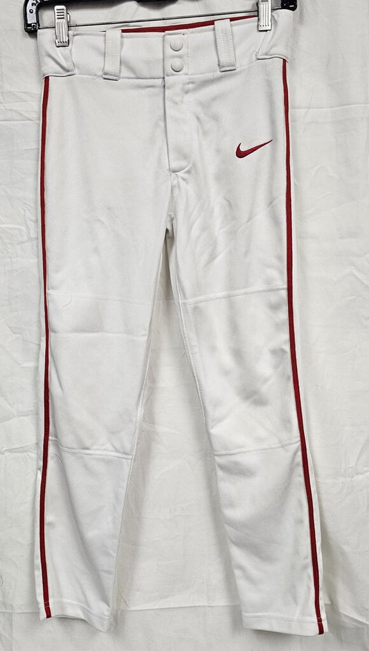 Nike Open Hem Pinstripe Youth Baseball Pants, White & Red, Size: Yth Small