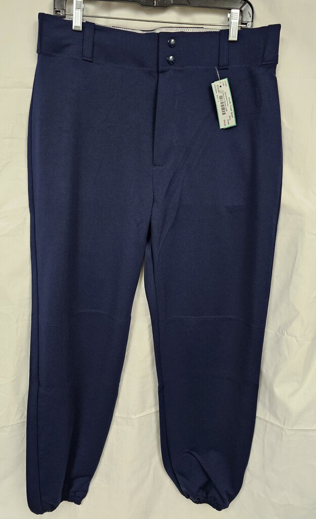 Alleson Athletics Button Up Elastic Cuff Adult Baseball Pants, Navy, Size: L
