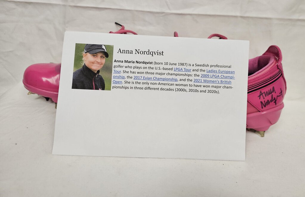 Anna Nordqvist Autographed Puma Golf Cleats, Size: 6