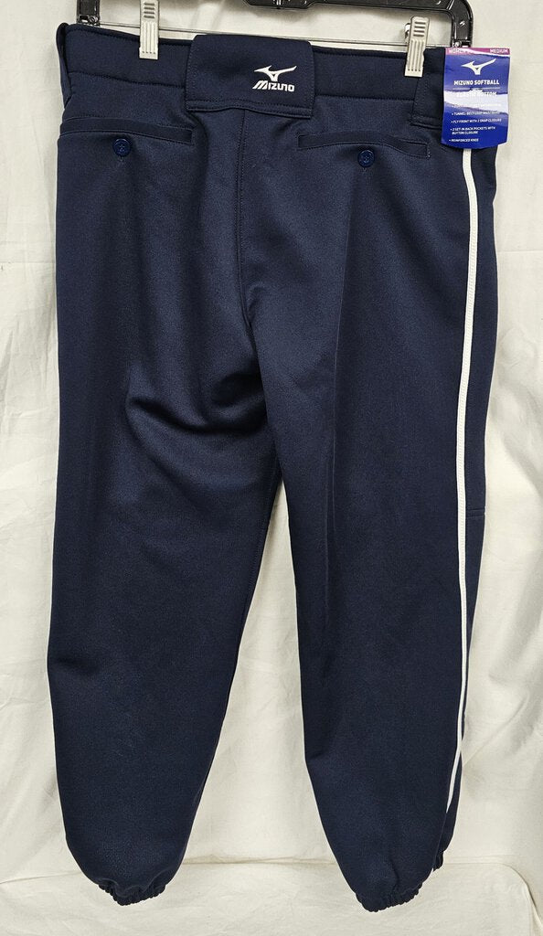 New Mizuno Softball Pants, Navy with White piping, Size: M