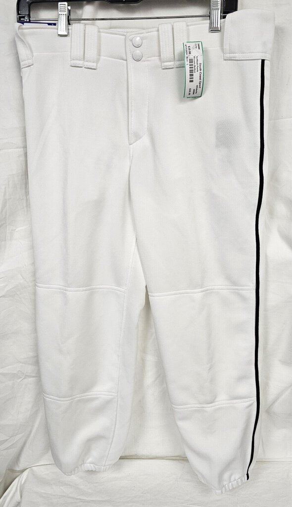 New Mizuno Softball Pants, White with Navy piping, Size: L