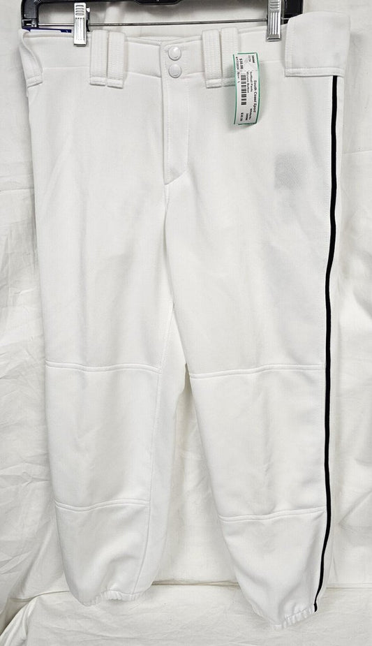 New Mizuno Softball Pants, White with Navy piping, Size: L