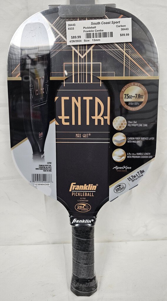 Franklin Centre Pickleball Paddle, Carbon Fiber, 7.5oz-7.8oz, 13mm