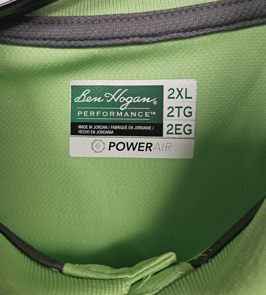 Ben Hogan Performance Power Air Golf Polo, Lime, Mens Size: 2XL