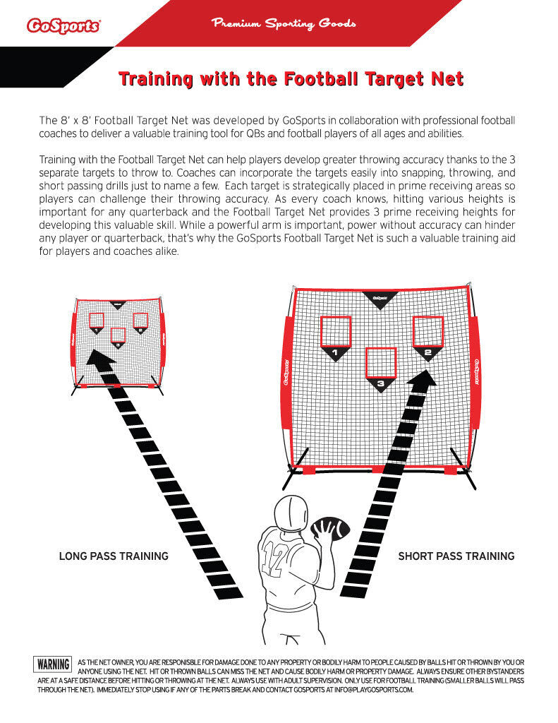 GoSports Multi-Sport Throwing Target Net, 8’ x 8’