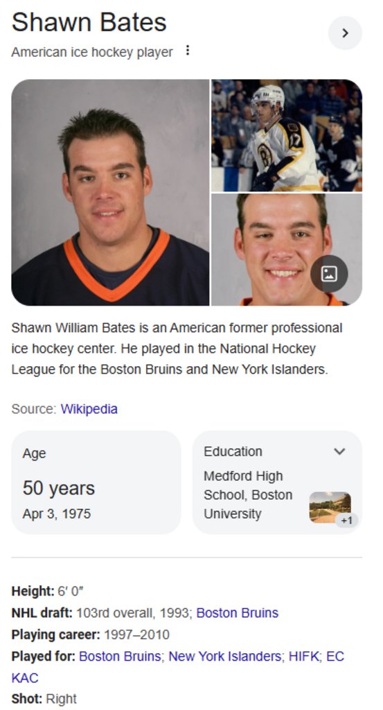 Shawn Bates Autographed Bruins Puck