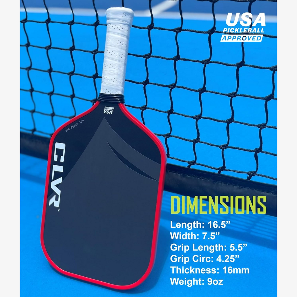 The Cleaver - Raw Carbon Fiber Pickleball Paddle | 16mm | Red