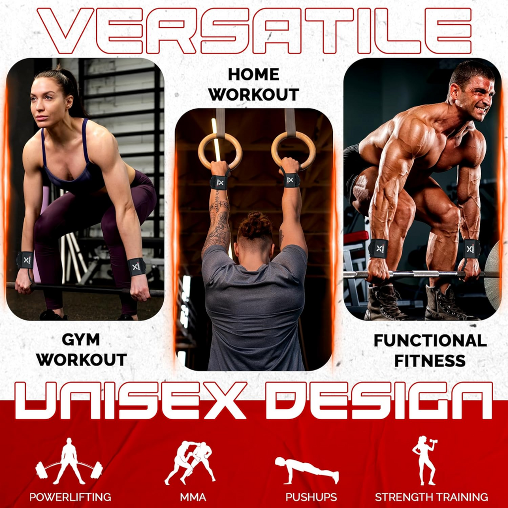 StrikoreX Wrist Support Straps | 1 Pair | Black/Red