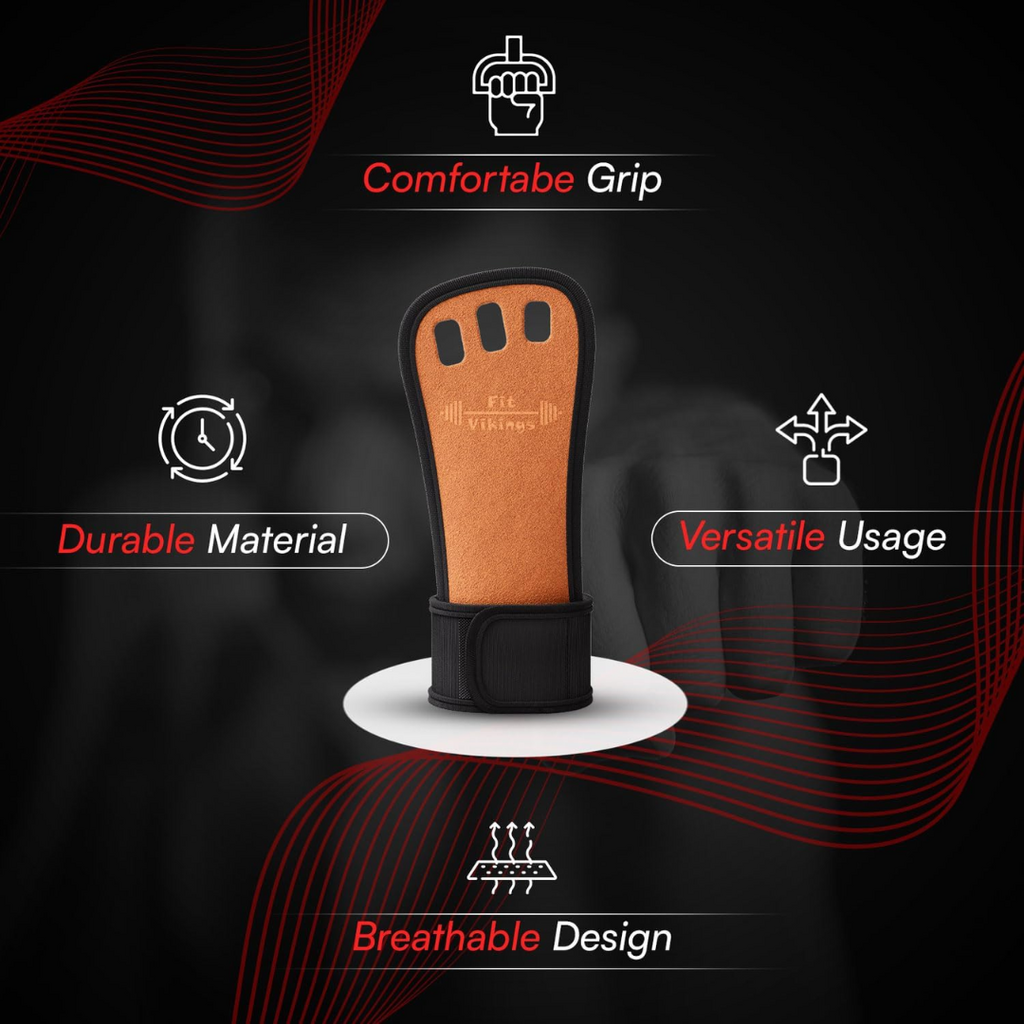 Fit Vikings Non-Slip Leather 3 Hole Hand Grips | Gymnastics Bar Hand Grips