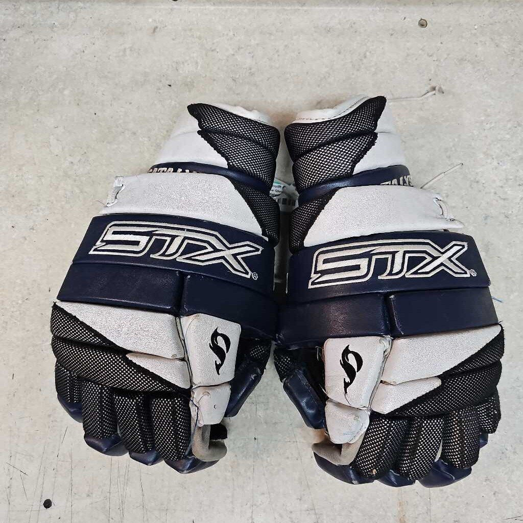 STX Catalyst Lacrosse Gloves, Navy/Wht, Size: L