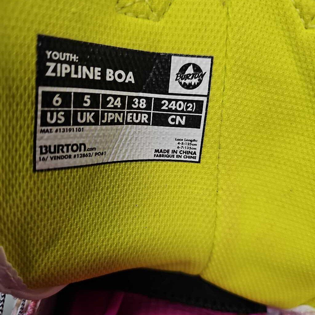 Burton Zipline Boa Youth Snowboard Boots, Size 6