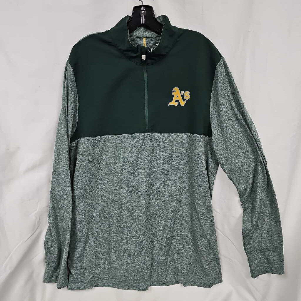 Oakland A's 1/4 Zip Longsleeve Shirt, Large
