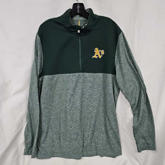 Oakland A's 1/4 Zip Longsleeve Shirt, Large