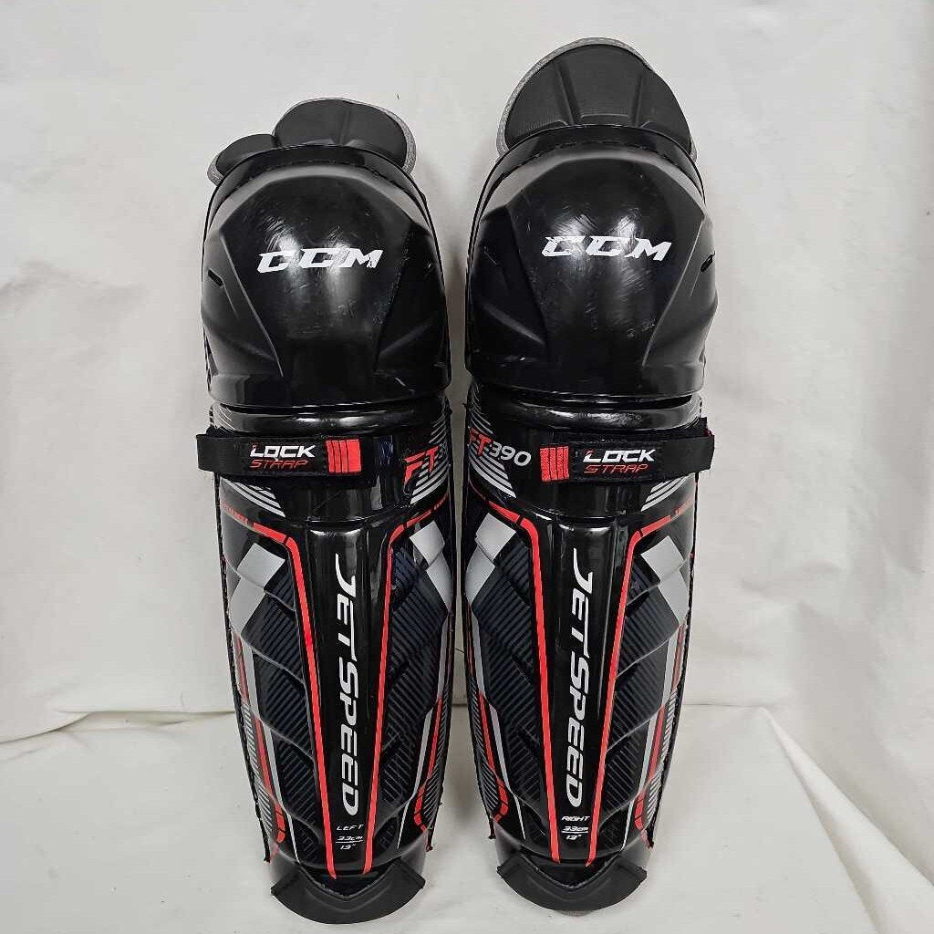 CCM Jetspeed FT390 Junior Hockey Shin Guards, Size 13"