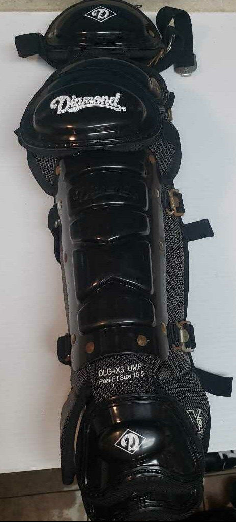 Diamond DLG-X3 Baseball Umpire Shinguards Black Size 15.5"