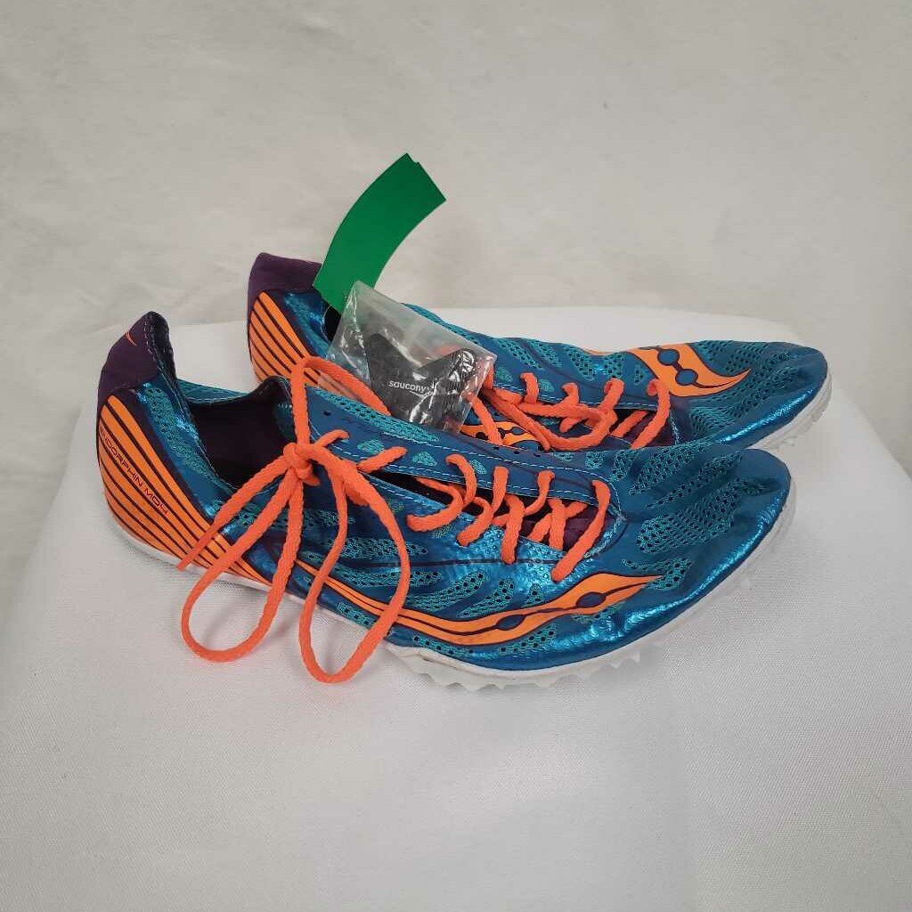 Saucony Endorphin MD4 Track Cleats Turquoise/Orange Womens Size 10