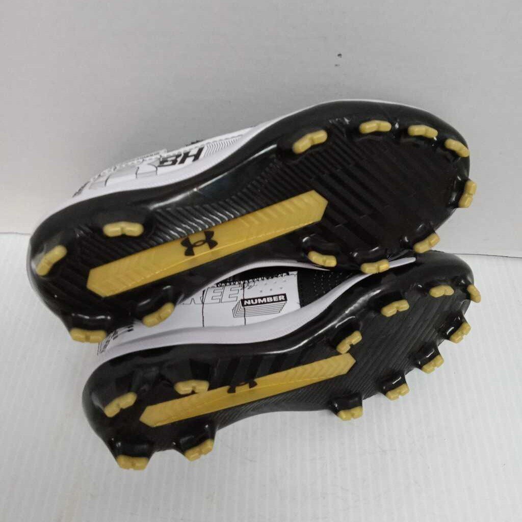 UA BH 7 Baseball/Softball Cleats Black/White/Gold Size Youth 1 Like New Preowned