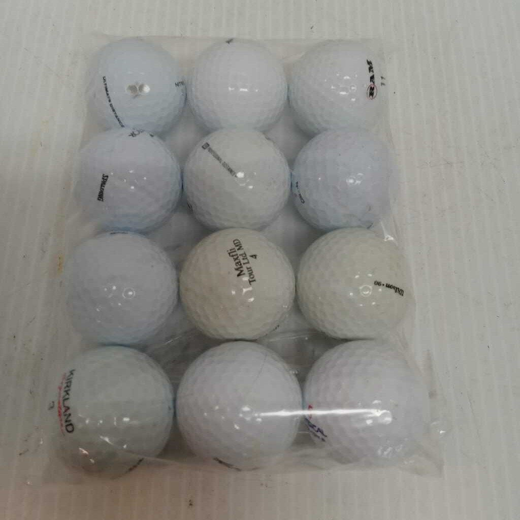 Mixed Preowned Golf Balls White 1 Dozen
