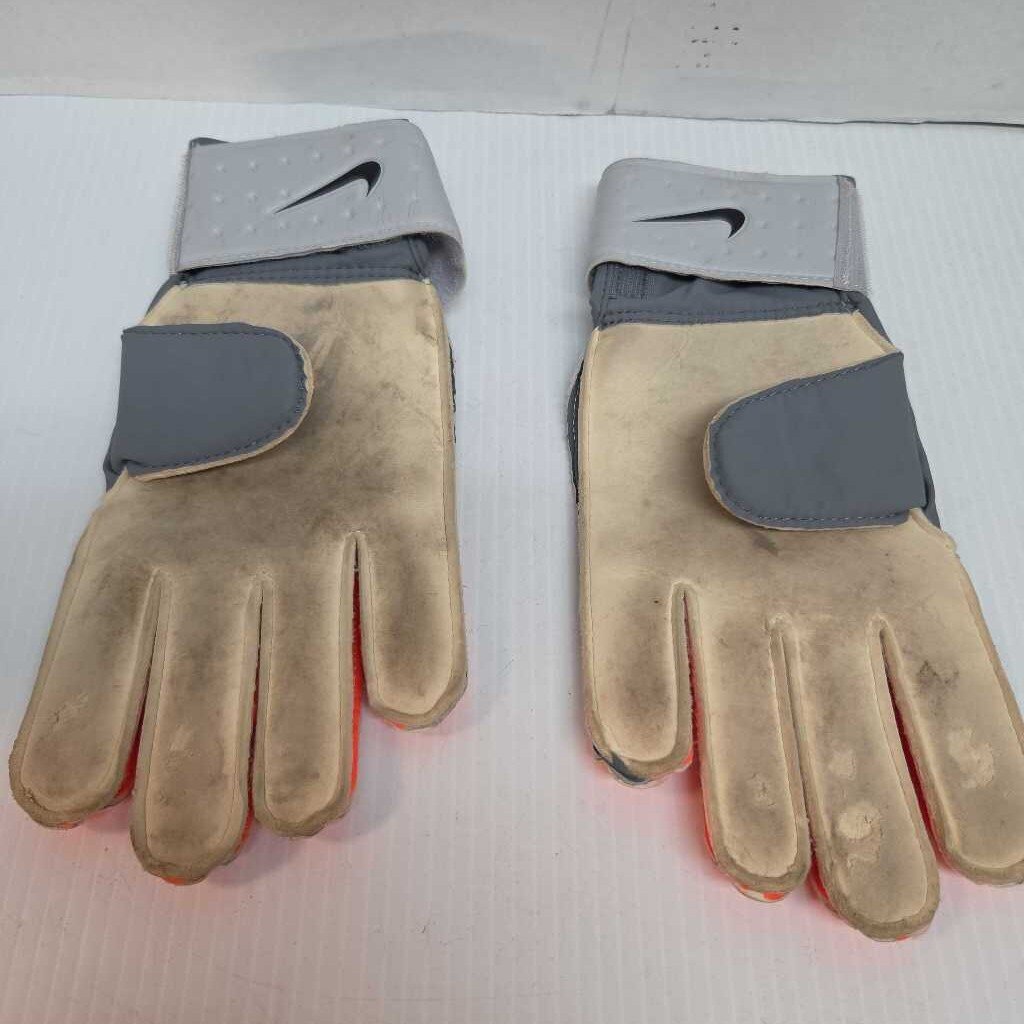 Nike GK Soccer Goalkeepers Gloves Grey/Orange Size M/L Preowned