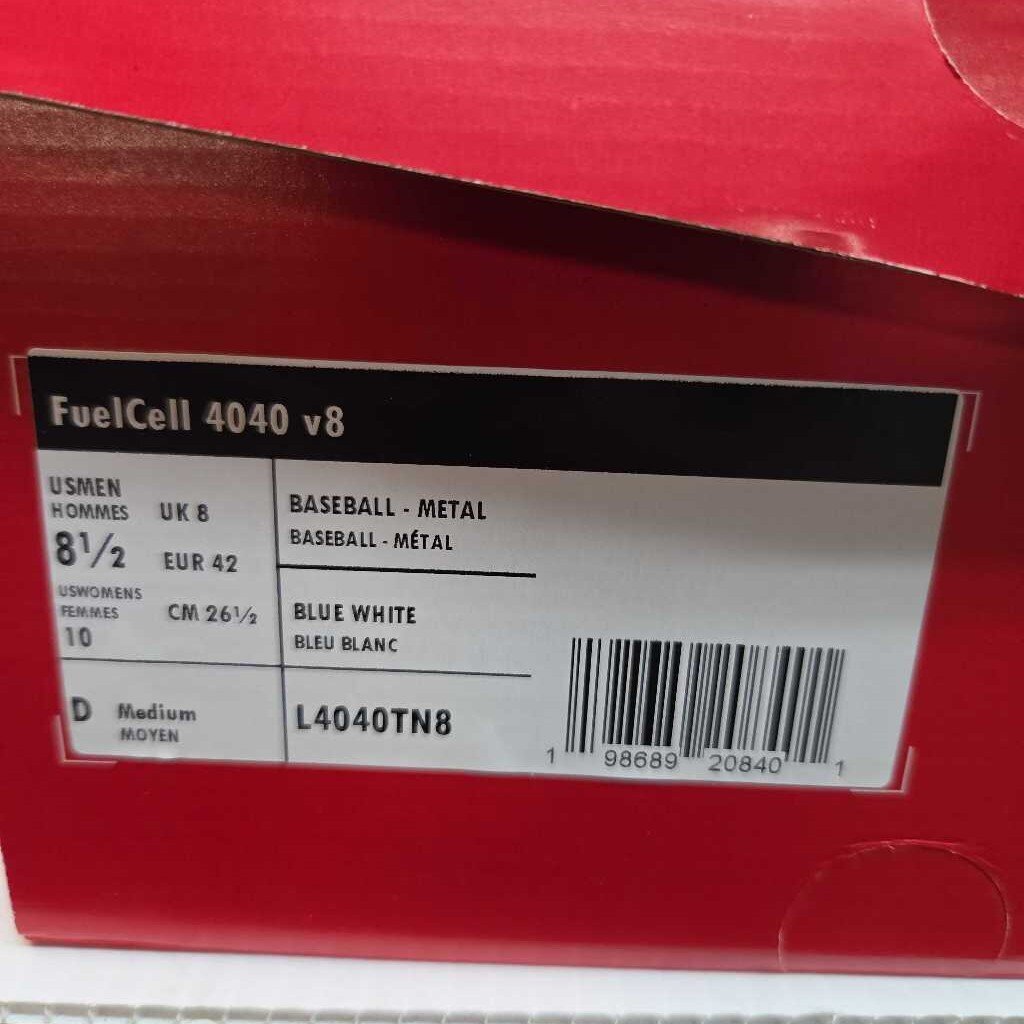New Balance Fuel Cell 4040 v8 Metal Baseball Cleats Vavy/White Size 8.5 New In Box