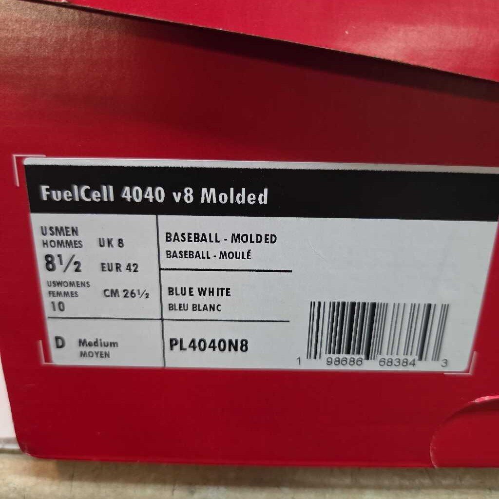 New Balance Fuel Cell 4040 v8 Molded Baseball Cleats Navy/White Size 8.5 New In Box