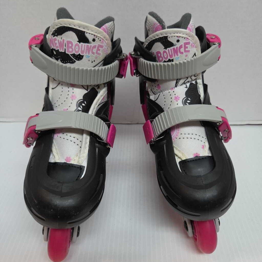 New Bounce Inline Skates Black/Pink Size Y8 - Y11 Adjustable Preowned