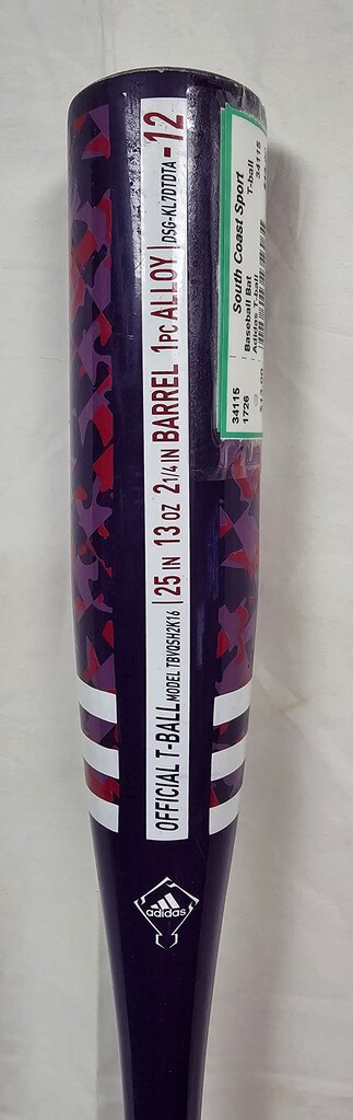 Adidas T-Ball Bat, Purple, Size: 25/13