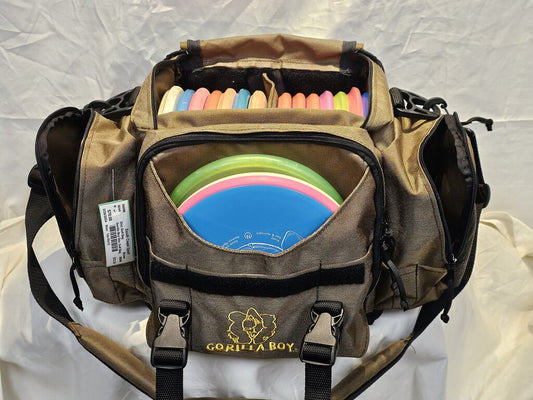Like New Gorilla Boy Deluxe Disc Golf Carry Bag w/ 3 side zipper Pockets, 2 Cup Pockets