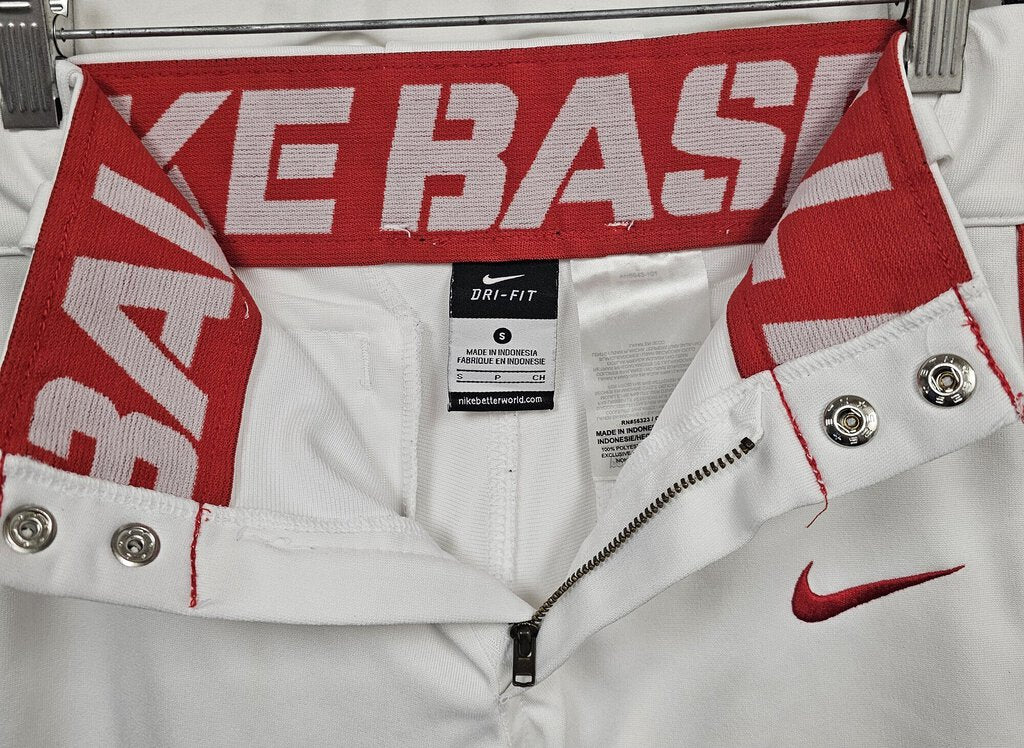 Nike Open Hem Pinstripe Youth Baseball Pants, White & Red, Size: Yth Small