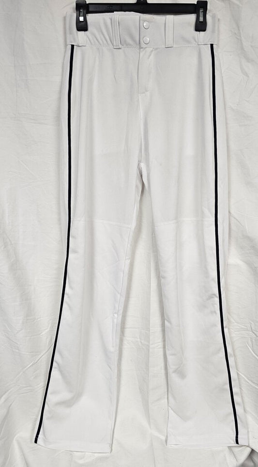 Alleson Adult Baseball Pants, White w/ Navy Piping, Size: M