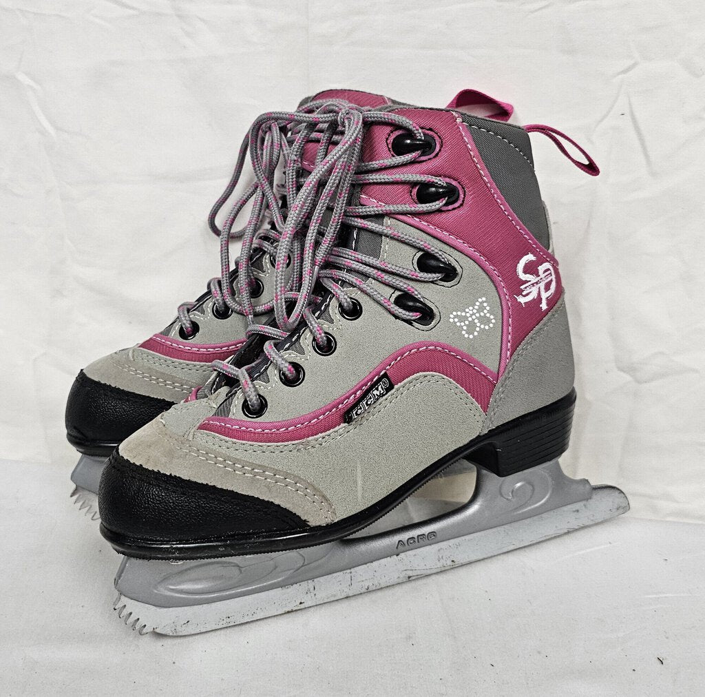 CCM Jamie Girl Sale & Pelletier Figure Skates, Pink & Gray, Size: 1