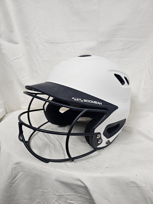 Boombah Defcon batting helmet with mask, Navy & White, Size: 7-7 3/4