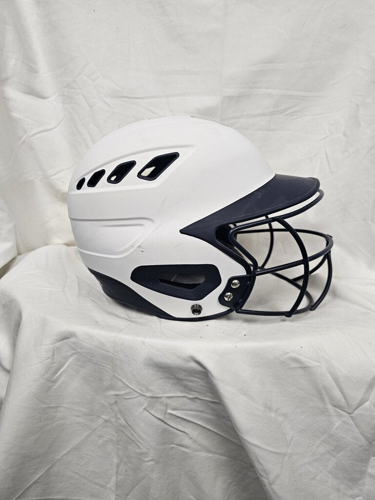 Boombah Defcon batting helmet with mask, Navy & White, Size: 7-7 3/4