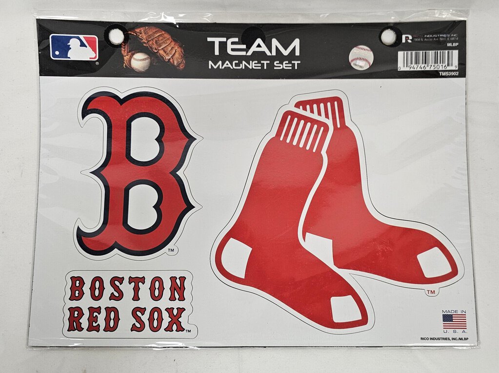 Boston Red Sox Team Magnets, 3pc Set, Sheet size: 11in x 7in