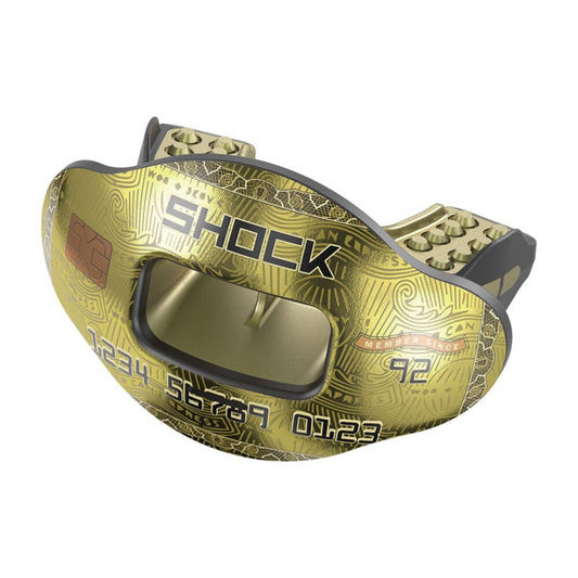 SHOCK DOCTOR Max AirFlow Chrome Gold Card Football Mouthguard