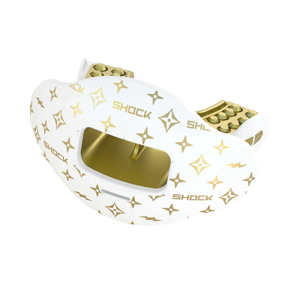 SHOCK DOCTOR Max AirFlow White/Gold Lux Football Mouthguard