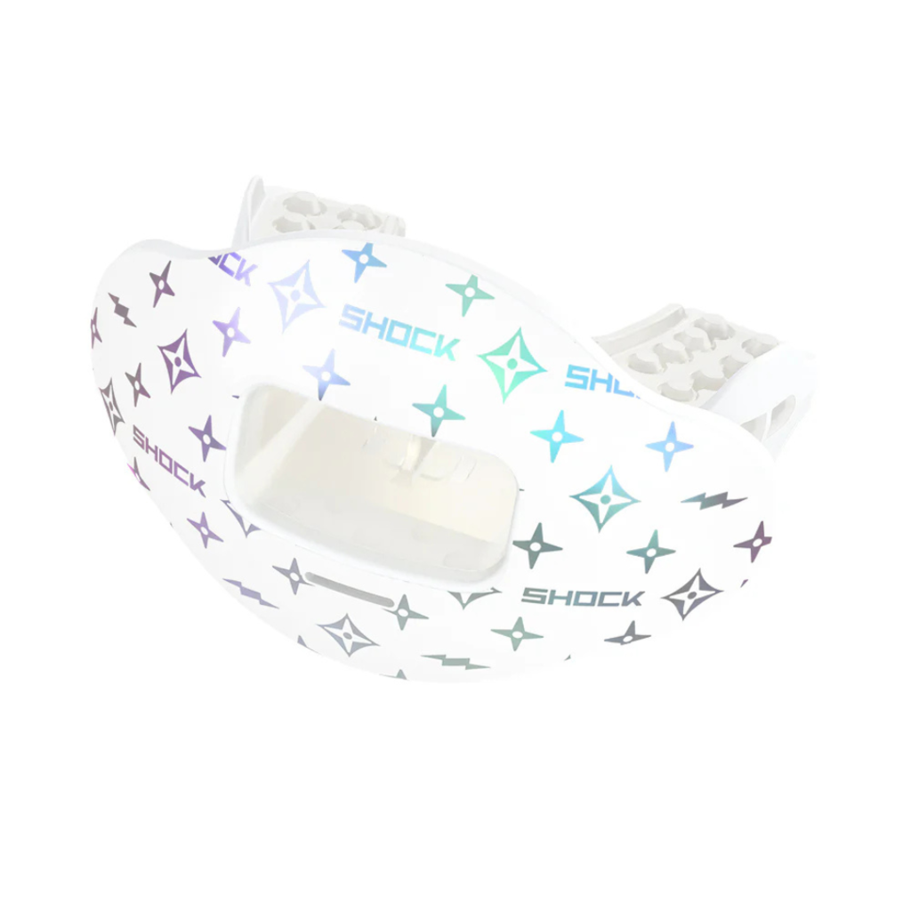 SHOCK DOCTOR Max AirFlow White/Iridescent Lux Football Mouthguard