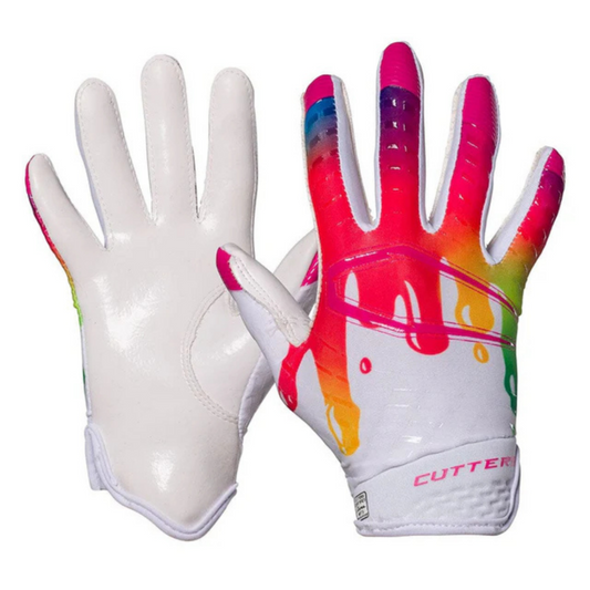 CUTTERS White/Multi Drip Rev 5.0 Limited-Edition Youth Receiver Gloves