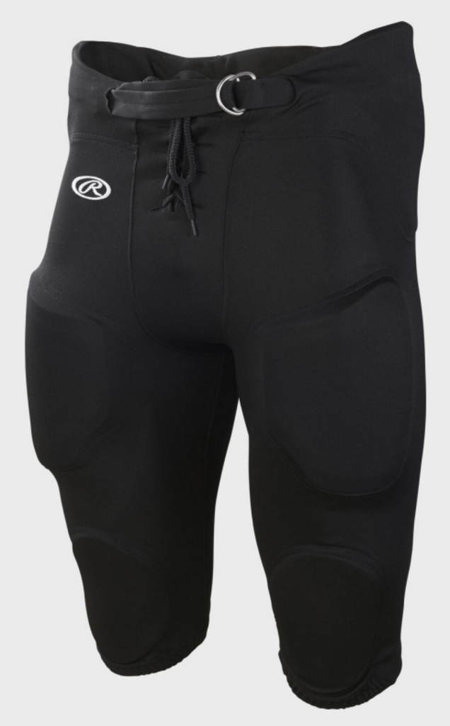 Rawlings 7 Pad Integrated Football Pants, Black, Youth XS