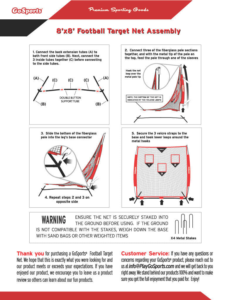 GoSports Throwing Training Net - 8' x 8'