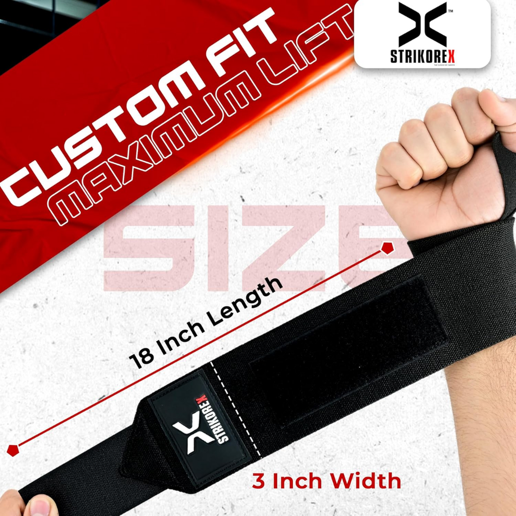 StrikoreX Wrist Support Straps | 1 Pair | Black/Red