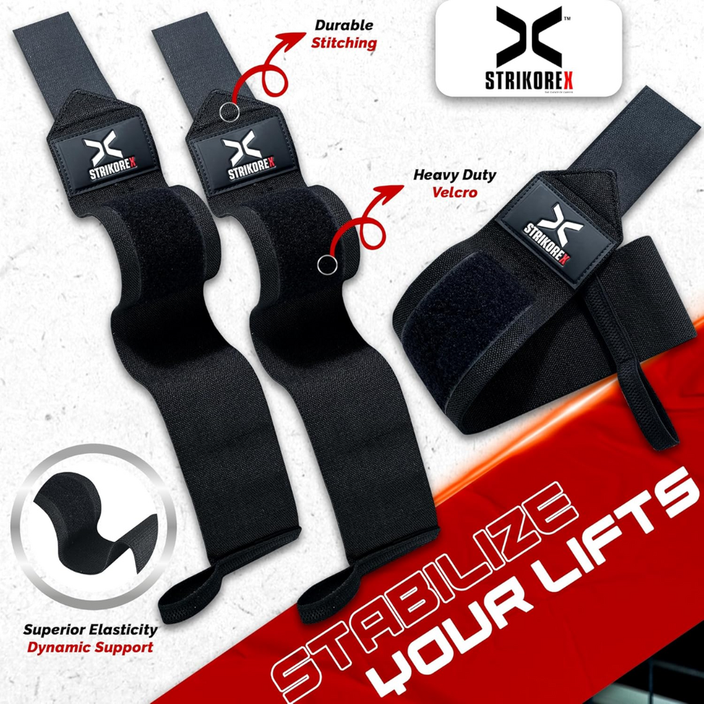 StrikoreX Wrist Support Straps | 1 Pair | Black/Red