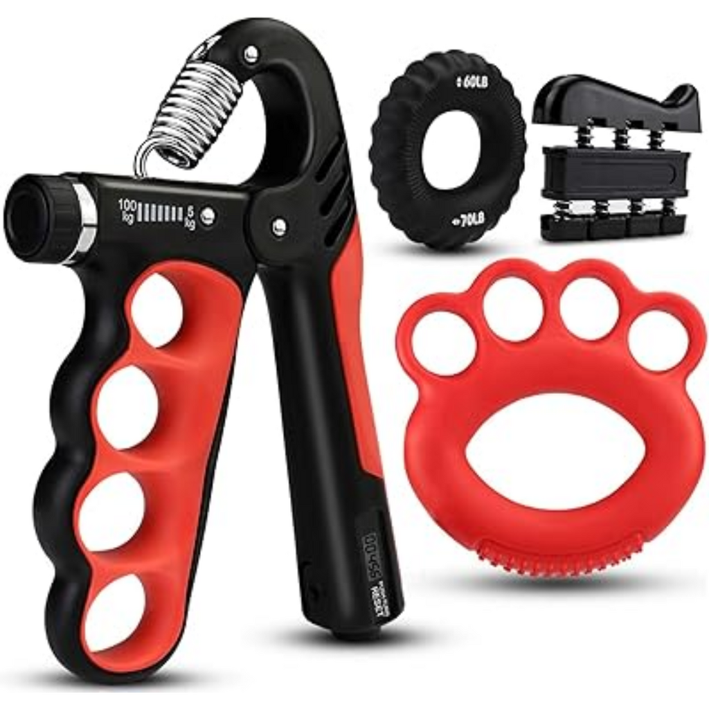 4Pcs Grip Strenth Trainer Kit | 11-220lbs | Black/Red