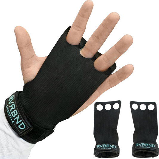 RVRBND Lifestyle 3 Hole Rubber Carbon Hand Grips | Adjustable Velcro Wrist Straps | 1 Pair