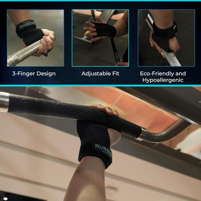 RVRBND Lifestyle 3 Hole Rubber Carbon Hand Grips | Adjustable Velcro Wrist Straps | 1 Pair