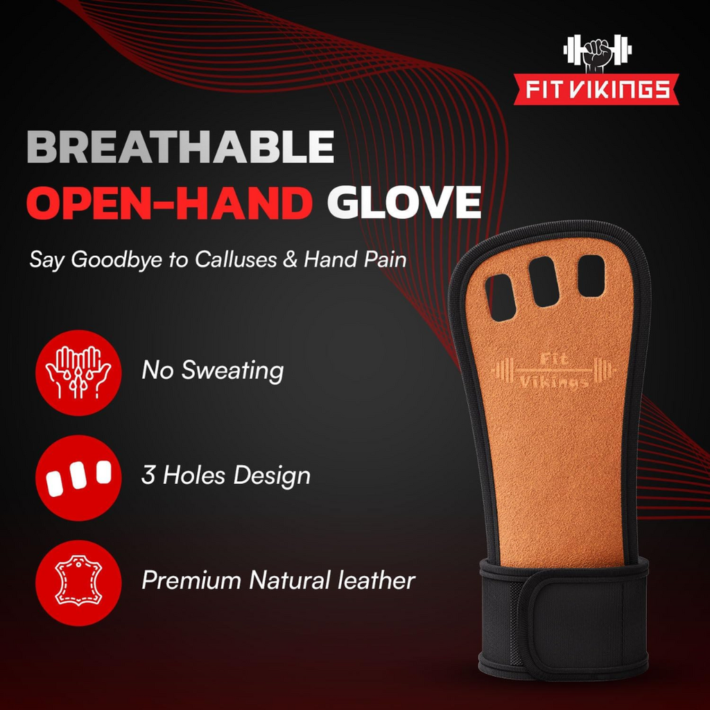 Fit Vikings Non-Slip Leather 3 Hole Hand Grips | Gymnastics Bar Hand Grips
