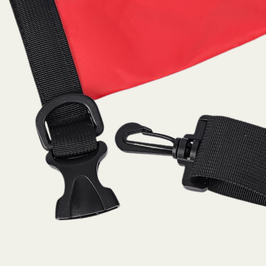 Queday Waterproof Roll Top Dry Bag | 20 Liter | Red | Zippered Front Pocket