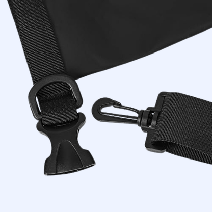 Queday Waterproof Roll Top Dry Bag | 10 Liter | Black | Zippered Front Pocket