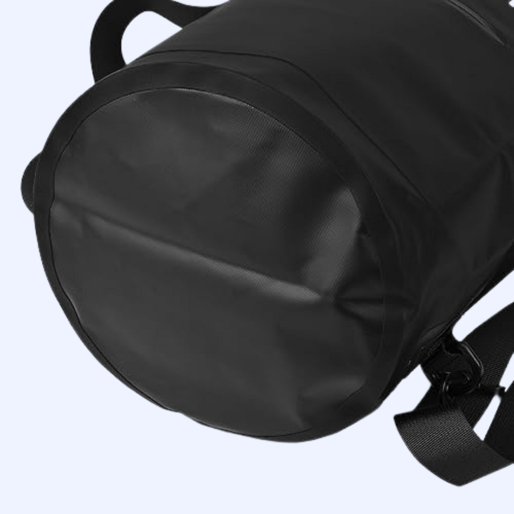 Queday Waterproof Roll Top Dry Bag | 10 Liter | Black | Zippered Front Pocket